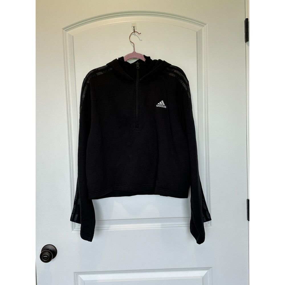 NWT Adidas Multi Sport 1/4 zip Hoodie Black Camo Stripe Size Large